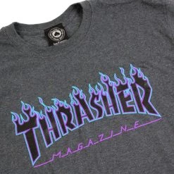 THRASHER FLAME GREY T-SHIRT -Negozio Di Pattini 12292 2 t shirt thrasher flame heather grey 1 5