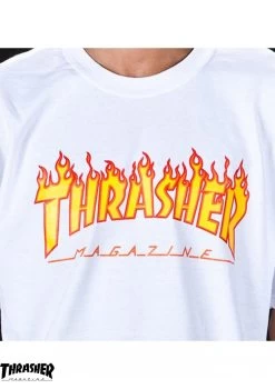 THRASHER FLAME WHITE T-SHIRT -Negozio Di Pattini 12307 2 t shirt thrasher flame white 1
