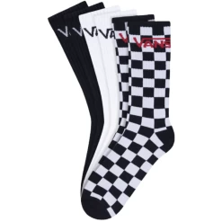 VANS CLASSIC CREW (3PZ) BLACK/CHECKERBOARD CALZINI BAMBINO