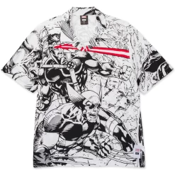 HUF X MARVEL X-MEN RESORT WHITE CAMICIA