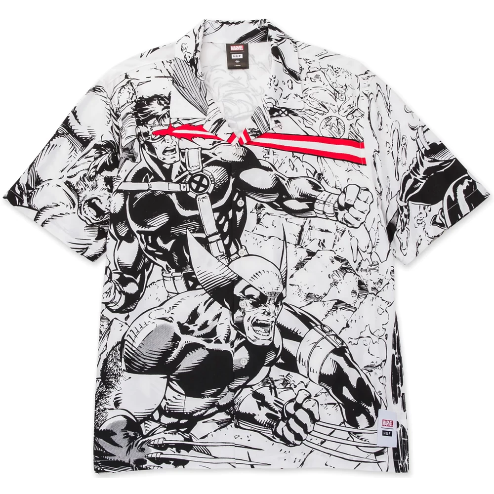 HUF X MARVEL X-MEN RESORT WHITE CAMICIA 3 HUF X MARVEL X-MEN RESORT WHITE CAMICIA