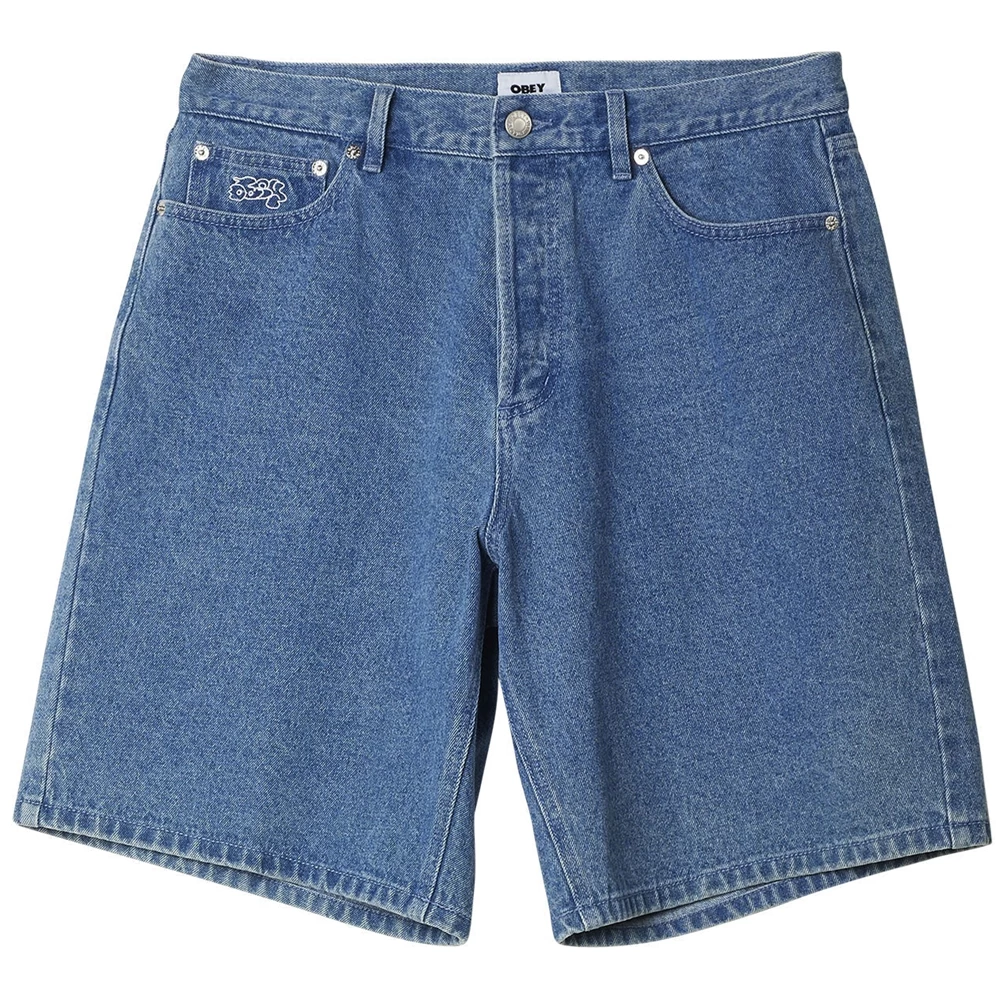 OBEY BIGWIG BAGGY DENIM LIGHT INDIGO SHORTS 3 OBEY BIGWIG BAGGY DENIM LIGHT INDIGO SHORTS