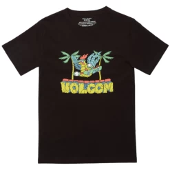 VOLCOM ROOSTING BLACK T-SHIRT BAMBINO