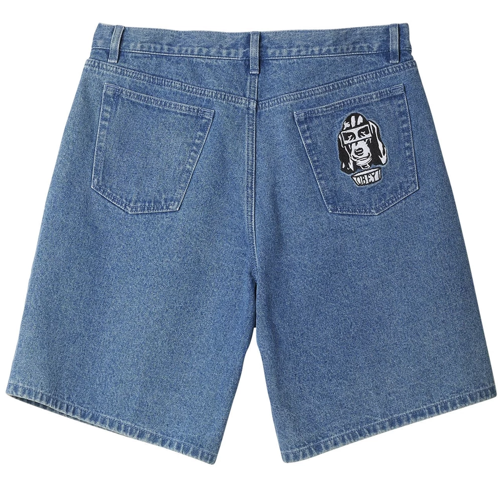 OBEY BIGWIG BAGGY DENIM LIGHT INDIGO SHORTS 4 OBEY BIGWIG BAGGY DENIM LIGHT INDIGO SHORTS - immagine 2