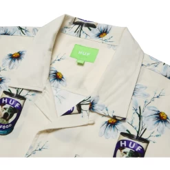 HUF CANNED RESORT TOP WHITE CAMICIA -Negozio Di Pattini 7huf canned resort top off white camicia 1