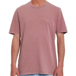 VOLCOM SOLID STONE EMB ROSE BROWN T-SHIRT