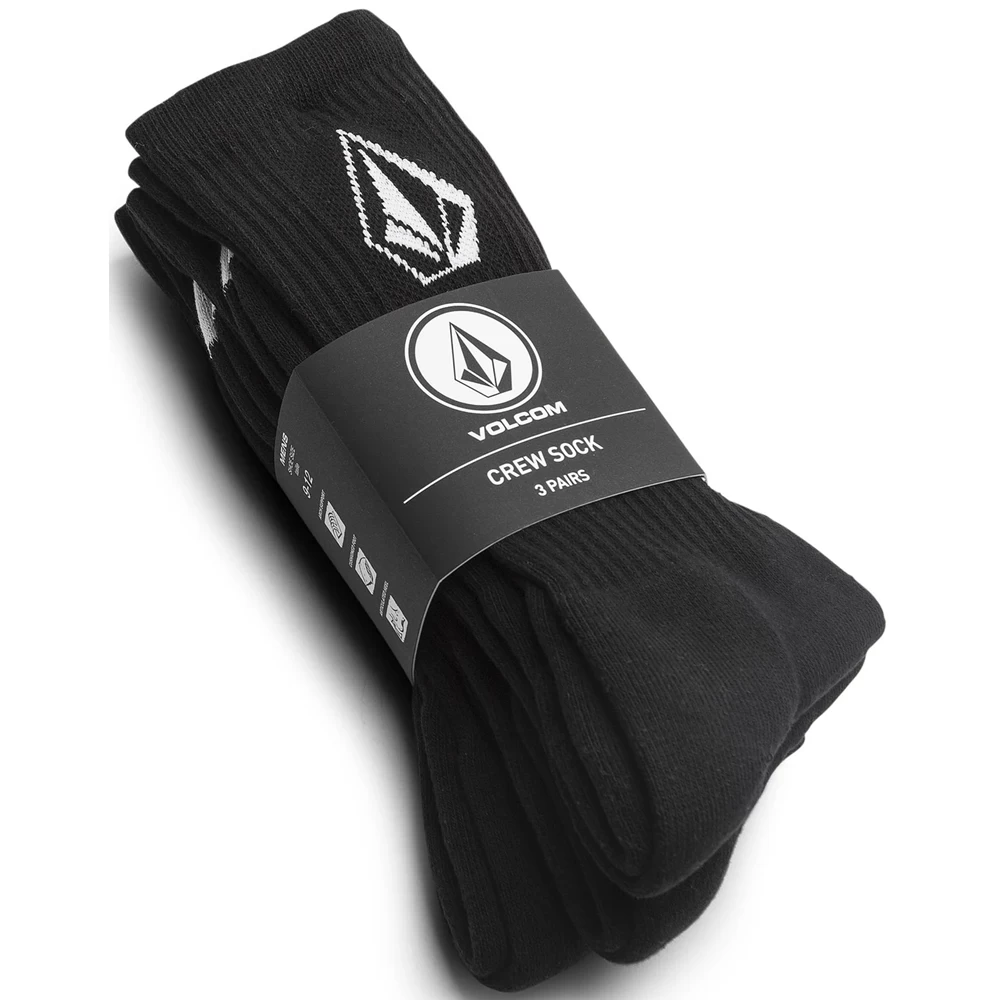 VOLCOM FULL STONE SOCK (3 PZ) BLACK CALZINI 3 VOLCOM FULL STONE SOCK (3 PZ) BLACK CALZINI